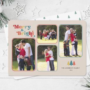 Cartes Pour Fêtes Annuelles Merry & Bright Retro Colorful Photo Christmas