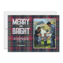 Merry & Bright Tartan Personnalisé Photo de Famill