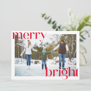 Cartes Pour Fêtes Annuelles Merry Bright Typographie Rouge Festive Amusant Deu