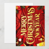 Cartes Pour Fêtes Annuelles "Merry Christmas and a Happy New Year" Festlich (Devant / Derrière)