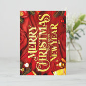 Cartes Pour Fêtes Annuelles "Merry Christmas and a Happy New Year" Festlich (Debout devant)