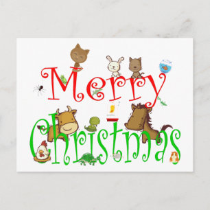 CARTES POUR FÊTES ANNUELLES MERRY CHRISTMAS ANIMAS