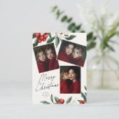 Cartes Pour Fêtes Annuelles Merry Christmas Botanical Holiday 3 photo (Debout devant)