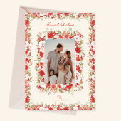 Cartes Pour Fêtes Annuelles merry christmas botanicals red elegant photo frame