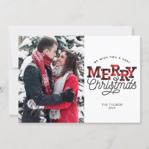 Cartes Pour Fêtes Annuelles MERRY Christmas Buffalo Plaid Photo Holiday Card