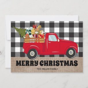 Cartes Pour Fêtes Annuelles Merry Christmas Burlap Buffalo Plaid Camion Photos