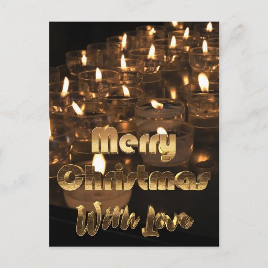 Cartes Pour Fêtes Annuelles Merry Christmas Candles Gold Typographie (Devant)