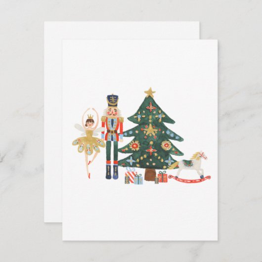 Cartes Pour Fêtes Annuelles Merry Christmas Card with Nutcracker characters (Devant / Derrière)