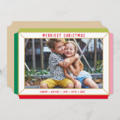 Cartes Pour Fêtes Annuelles MERRY CHRISTMAS couleur photo moderne frontière fa (Devant / Derrière)