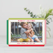 Cartes Pour Fêtes Annuelles MERRY CHRISTMAS couleur photo moderne frontière fa (Debout devant)