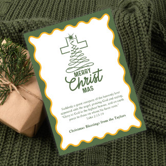 Cartes Pour Fêtes Annuelles Merry Christmas Cross Tree Blessings