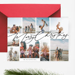 Cartes Pour Fêtes Annuelles MERRY CHRISTMAS élégant | 9 Collage photo | Modern<br><div class="desc">Texte Personnalisé Moderne Noir & Blanc Joyeux Noël 9 Photo Collage Carte de vacances. Cette carte branchée comprend un collage photo de 9 photos de famille sur le devant avec texte et arrière - plan personnalisés.</div>