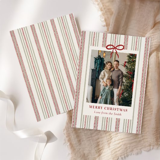 Cartes Pour Fêtes Annuelles Merry Christmas Elegant Bow Photo Holiday Card