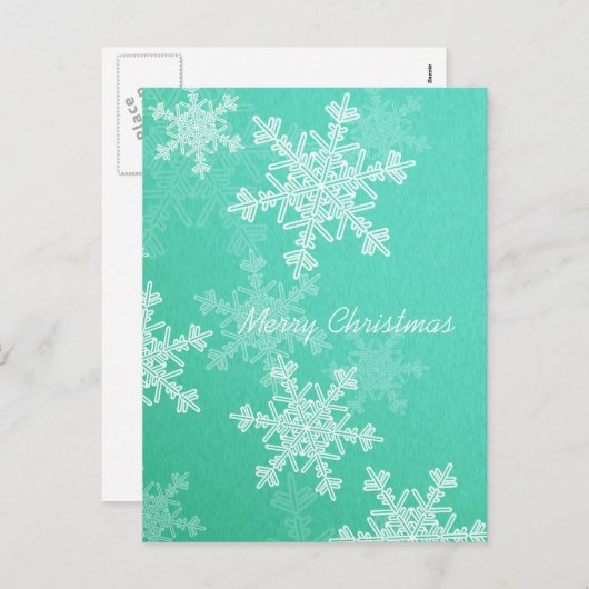 Cartes Pour Fêtes Annuelles Merry Christmas Emerald White Snowflake Minimalist (Devant / Derrière)