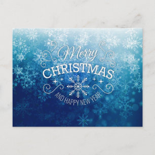 Cartes Pour Fêtes Annuelles Merry Christmas et Happy New Year Blue Snowflakes