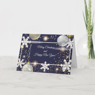 Cartes Pour Fêtes Annuelles Merry Christmas et New Year ! 20XX Silver Luxury