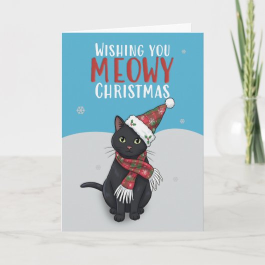 Cartes Pour Fêtes Annuelles Merry Christmas For Anyone Cute Cat Snow With Hat (Devant)