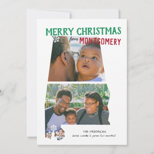 Cartes Pour Fêtes Annuelles Merry Christmas from Alabama Two Photo Card (Devant)