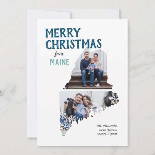 Cartes Pour Fêtes Annuelles Merry Christmas from Maine Two Photo (Devant)