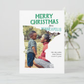 Cartes Pour Fêtes Annuelles Merry Christmas from Minnesota One Photo (Debout devant)