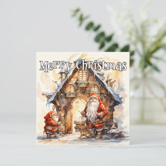 Cartes Pour Fêtes Annuelles Merry Christmas From, Santa's Workshop (Debout devant)