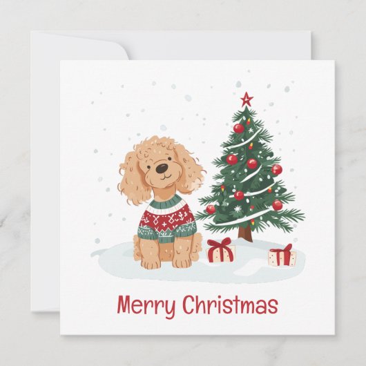 Cartes Pour Fêtes Annuelles Merry Christmas Goldendoodle Dog (Devant)
