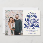 Cartes Pour Fêtes Annuelles Merry Christmas Happy Hanukkah Family Photo (Devant)