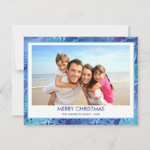 CARTES POUR FÊTES ANNUELLES MERRY CHRISTMAS HAWAIIAN TROPICAL BLEU PHOTO