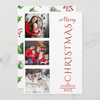 Cartes Pour Fêtes Annuelles Merry Christmas Holiday Photos Collage Typography