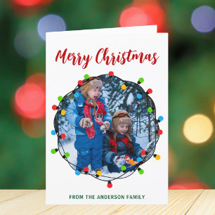 Cartes Pour Fêtes Annuelles Merry Christmas Lights Circle Photo mignonne Festi