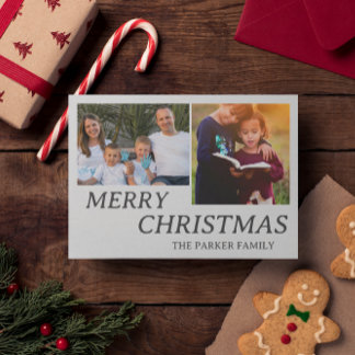 Cartes Pour Fêtes Annuelles Merry Christmas Minimal Family Holiday Photo Card