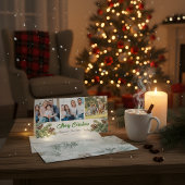 Cartes Pour Fêtes Annuelles Merry Christmas Modern Pineneedle 3 Photo Collage