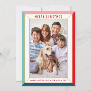 Cartes Pour Fêtes Annuelles MERRY CHRISTMAS moderne bloc de couleur photo fron