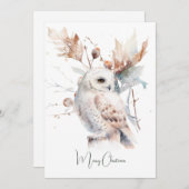 Cartes Pour Fêtes Annuelles Merry Christmas Owl (Devant / Derrière)