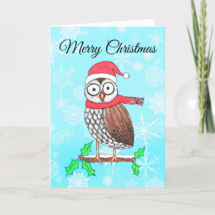 Cartes Pour Fêtes Annuelles Merry Christmas Owl mignonne Festive