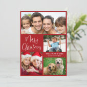 Cartes Pour Fêtes Annuelles Merry Christmas Photo Collage Red (Debout devant)