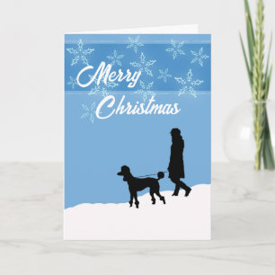 Cartes Pour Fêtes Annuelles Merry Christmas Poodle Walks in the Snow