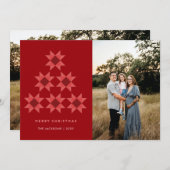 Cartes Pour Fêtes Annuelles Merry Christmas Quilt star Holiday Design (Devant / Derrière)