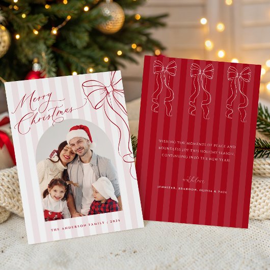 Cartes Pour Fêtes Annuelles Merry Christmas Red Hand Drawn Bow