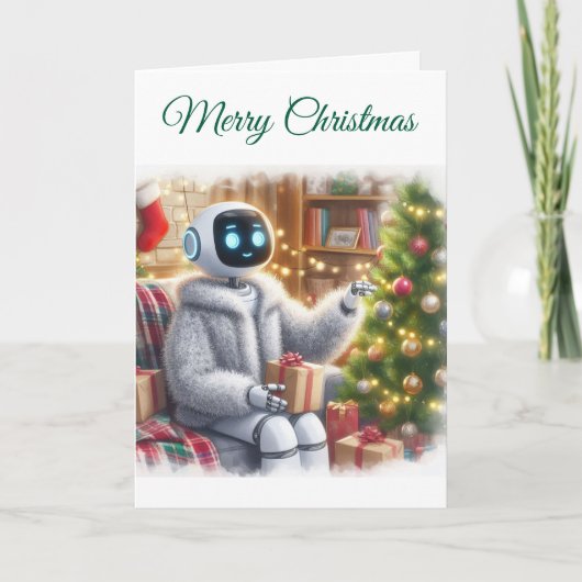 Cartes Pour Fêtes Annuelles Merry Christmas Robot Tech Girls STEM Greeting (Devant)
