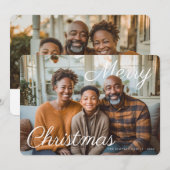 Cartes Pour Fêtes Annuelles Merry Christmas Script Family Photo (Devant / Derrière)