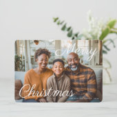 Cartes Pour Fêtes Annuelles Merry Christmas Script Family Photo (Debout devant)