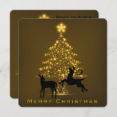 Cartes Pour Fêtes Annuelles Merry Christmas Silhouette Deer and Tree (Devant / Derrière)