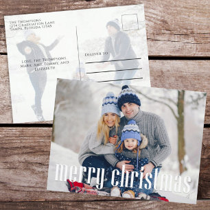 Cartes Pour Fêtes Annuelles Merry Christmas Simple Minimaliste Two Photo Cute