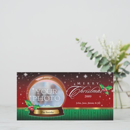 Cartes Pour Fêtes Annuelles Merry Christmas Snow Globe customizable 2 (Debout devant)