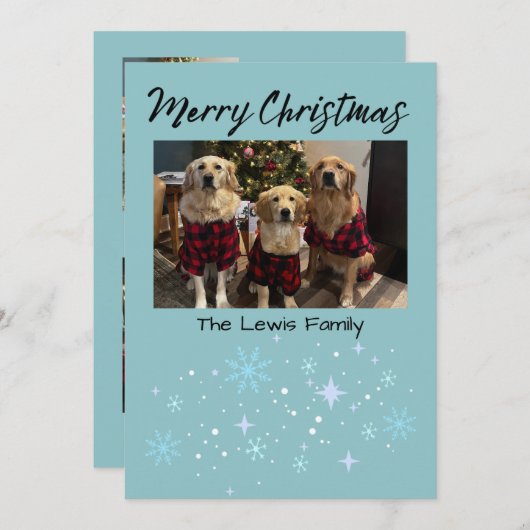 Cartes Pour Fêtes Annuelles Merry Christmas Snowflake Photo Card (Devant / Derrière)