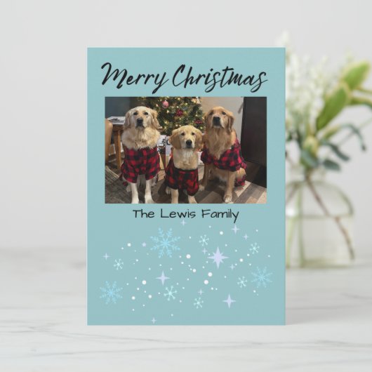 Cartes Pour Fêtes Annuelles Merry Christmas Snowflake Photo Card (Debout devant)