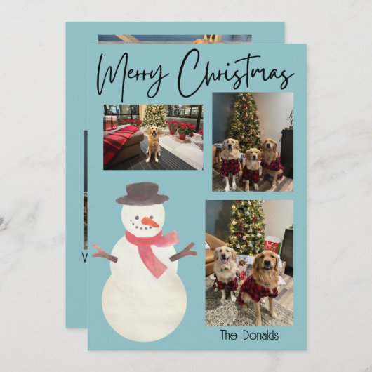 Cartes Pour Fêtes Annuelles Merry Christmas Snowman Photo Card (Devant / Derrière)