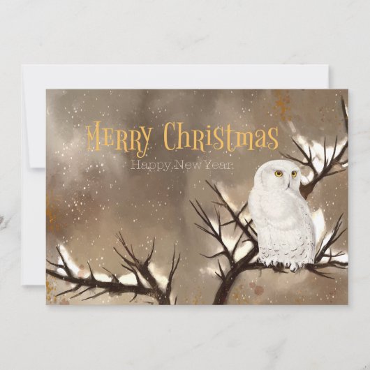 Cartes Pour Fêtes Annuelles Merry Christmas Snowy Owl (Devant)