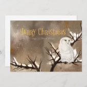 Cartes Pour Fêtes Annuelles Merry Christmas Snowy Owl (Devant / Derrière)